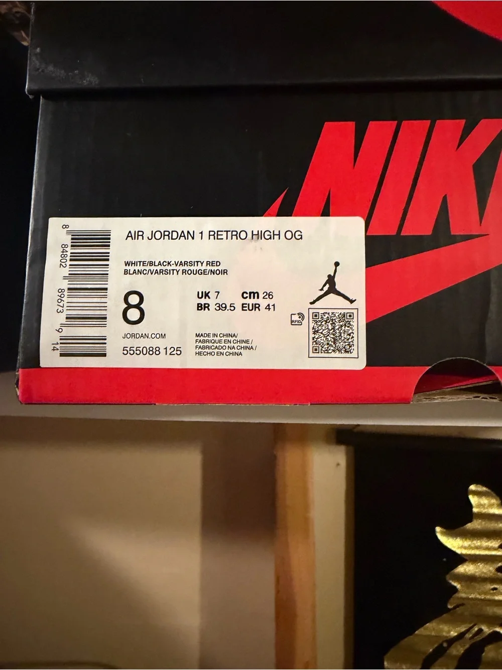 Nike Air Jordan 1 Retro High OG High-Top Sneakers in White, Black & Red